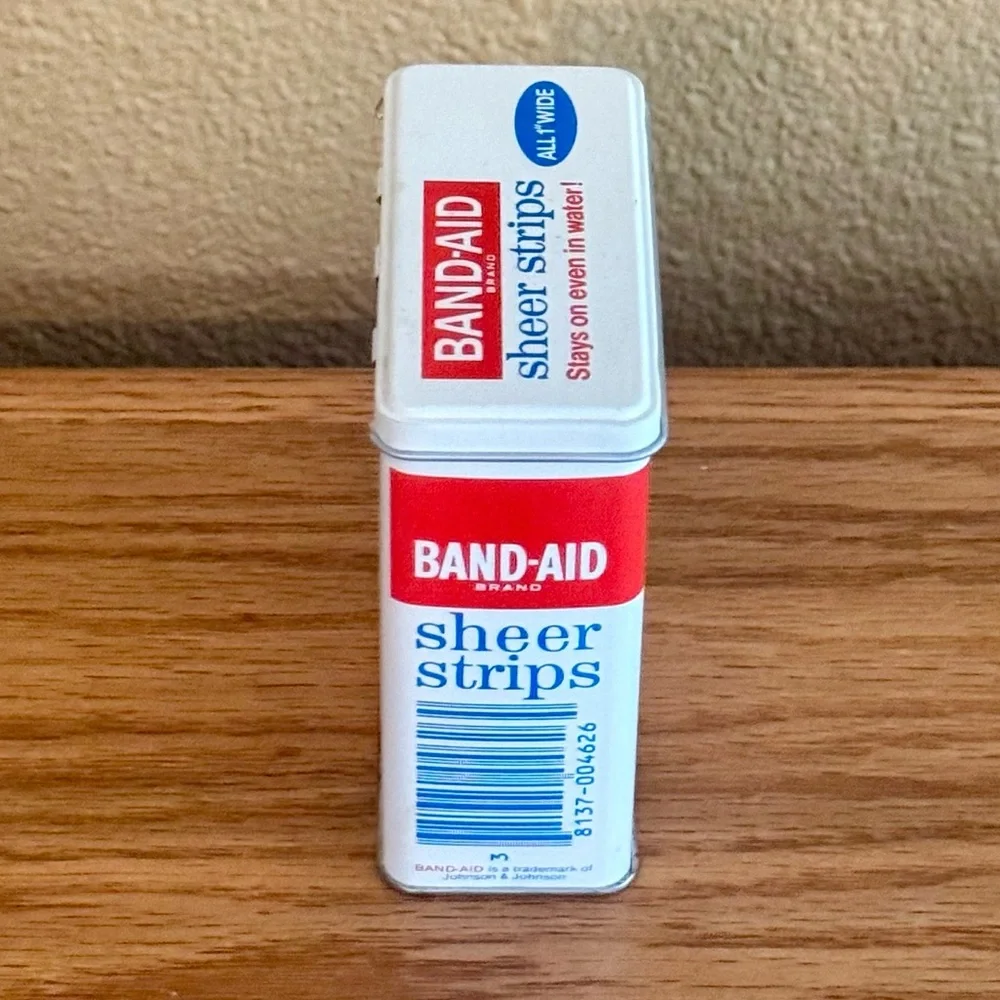 Vintage Band‑Aid Sheer Strips Tin Johnson & Johnson Metal First Aid Storage Box